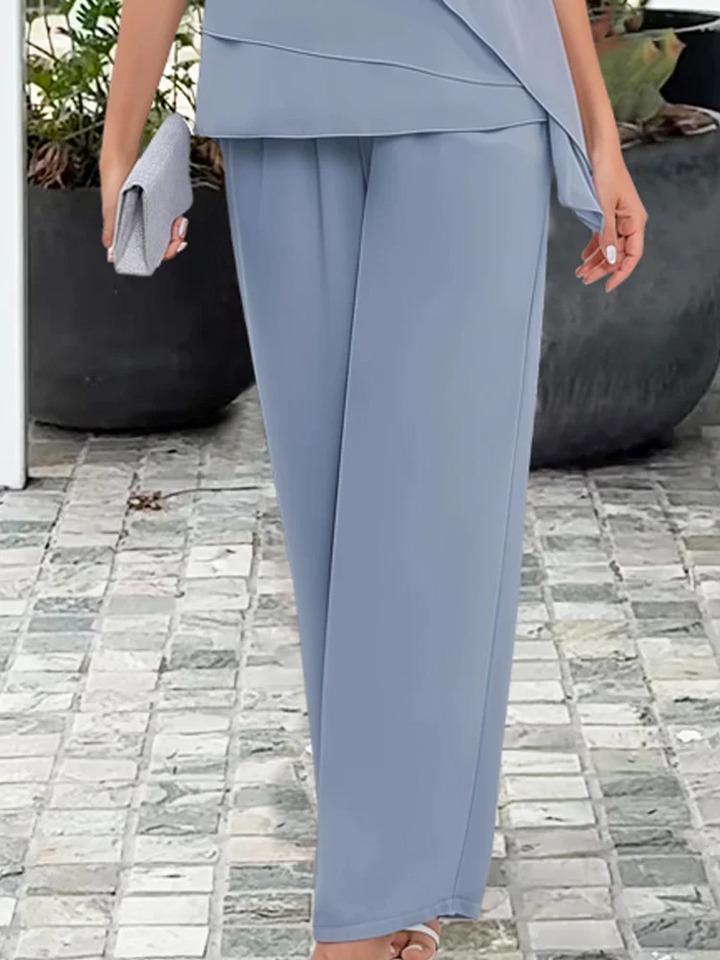 Layered Top and Wide-Leg Trouser Set for Women
