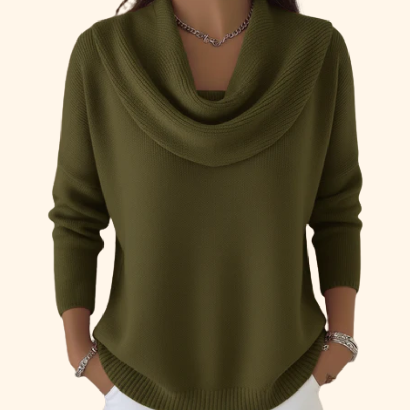 Women's Cowl Neck Long Sleeve Knit Sweater