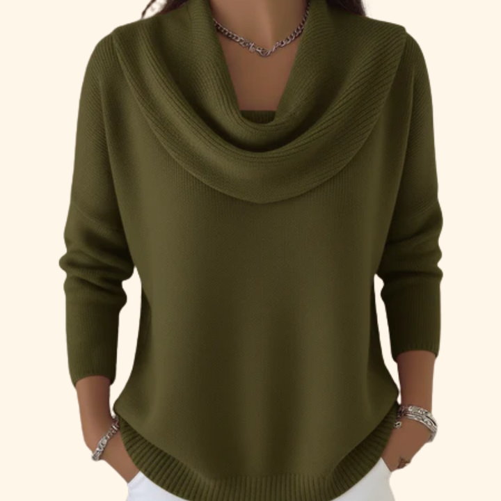 Women's Cowl Neck Long Sleeve Knit Sweater