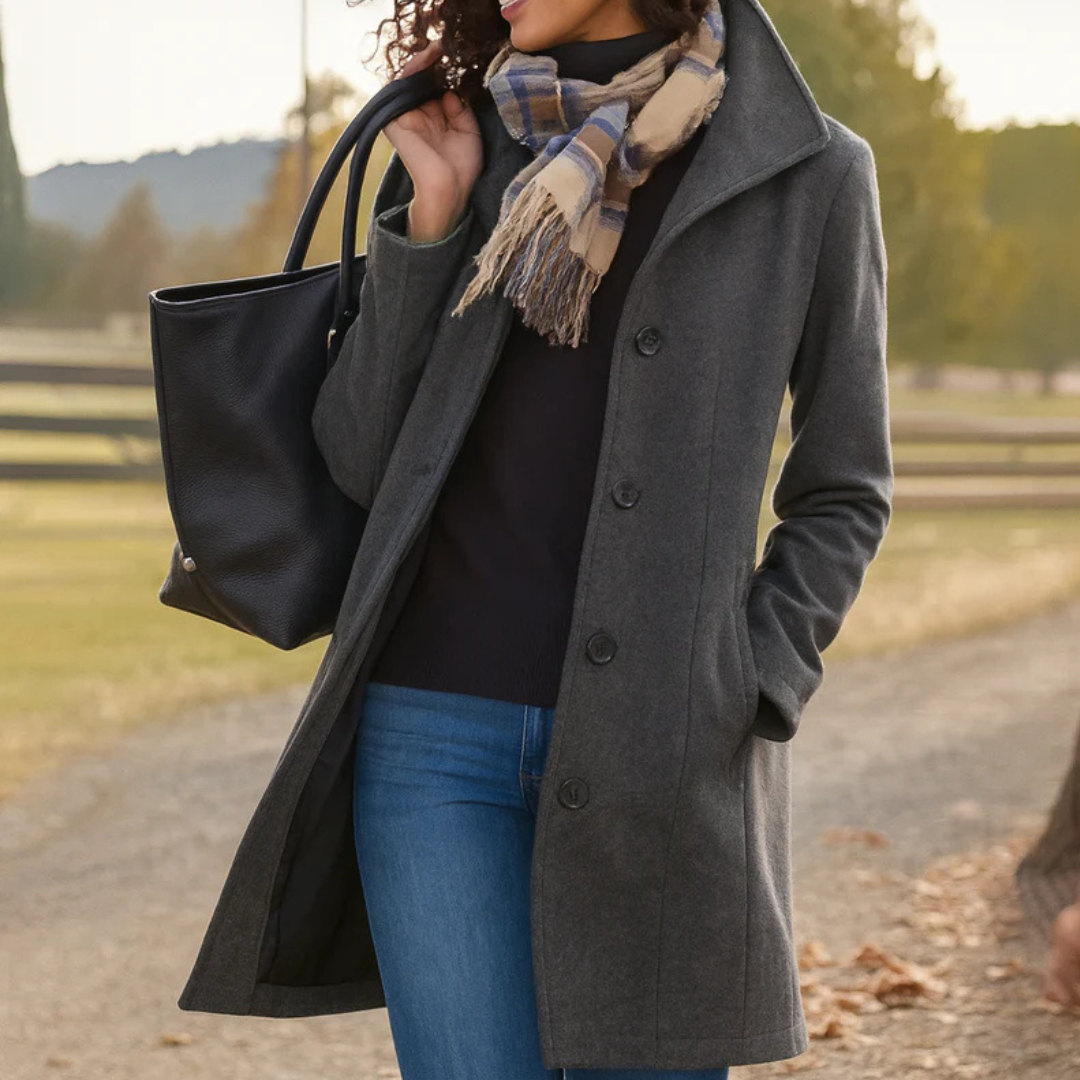 Cappotto monopetto di media lunghezza da donna