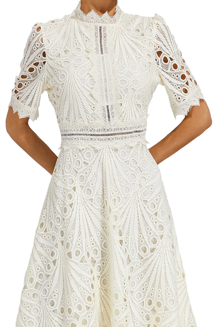 Lace Fit and Flare Midi Dress for Women