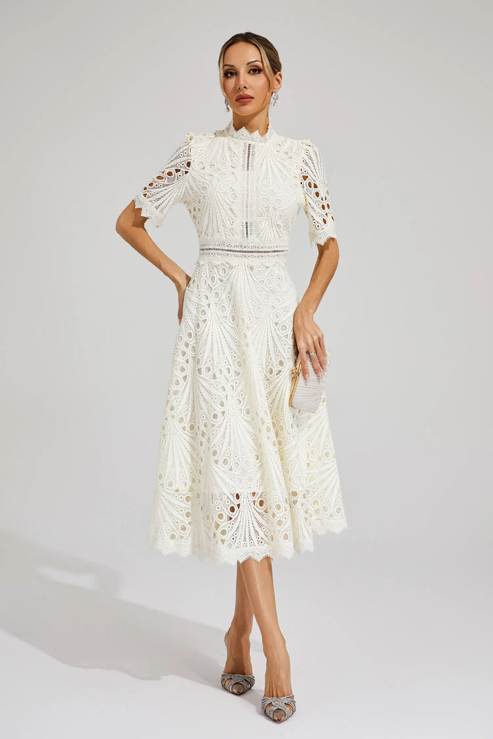 Lace Fit and Flare Midi Dress for Women