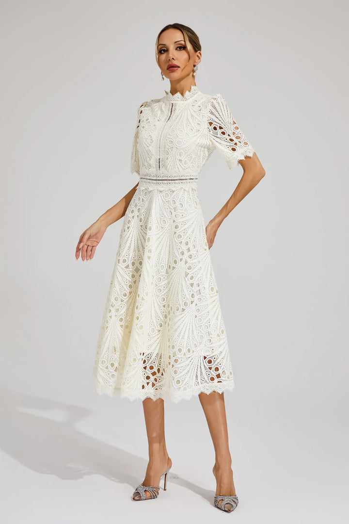Lace Fit and Flare Midi Dress for Women