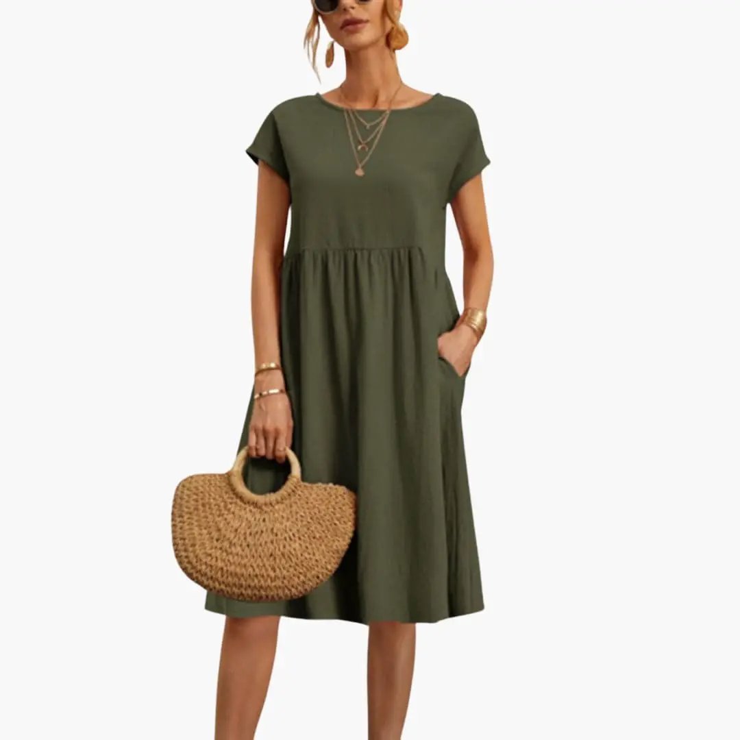 Loose Midi Dress with Pockets for Women