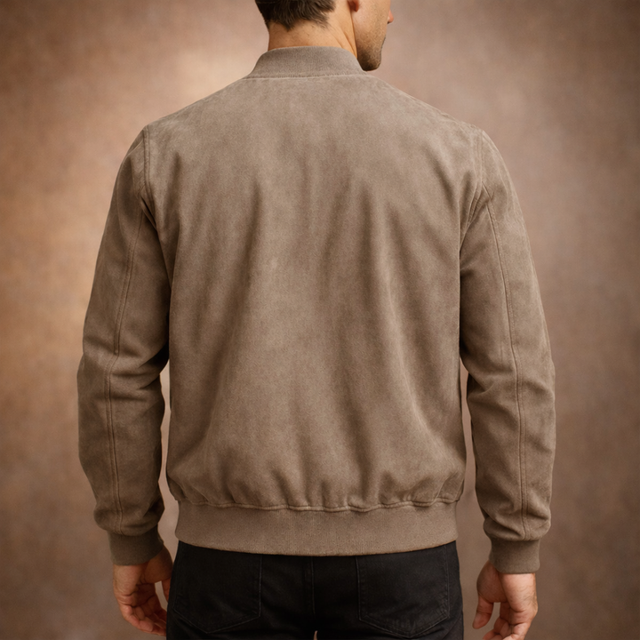 Bomber da uomo effetto scamosciato con zip