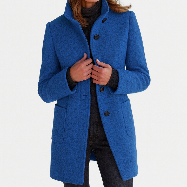 Cappotto da donna di media lunghezza con collo a fascetta