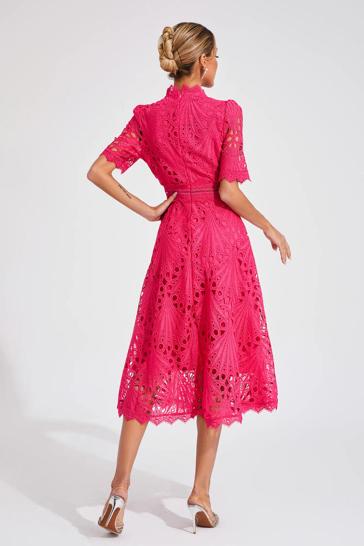 Lace Fit and Flare Midi Dress for Women