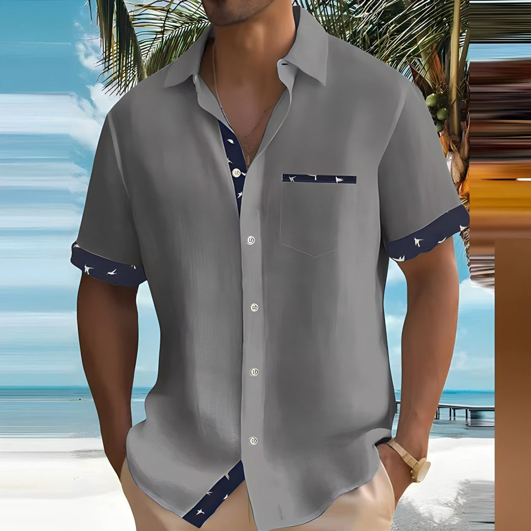 Contrast Trim Short Sleeve Shirt for Men