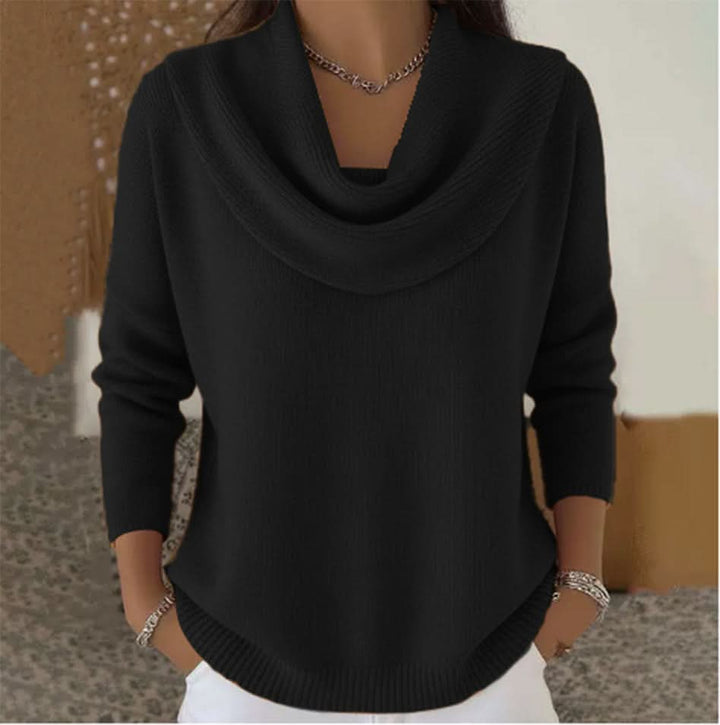 Women's Cowl Neck Long Sleeve Knit Sweater