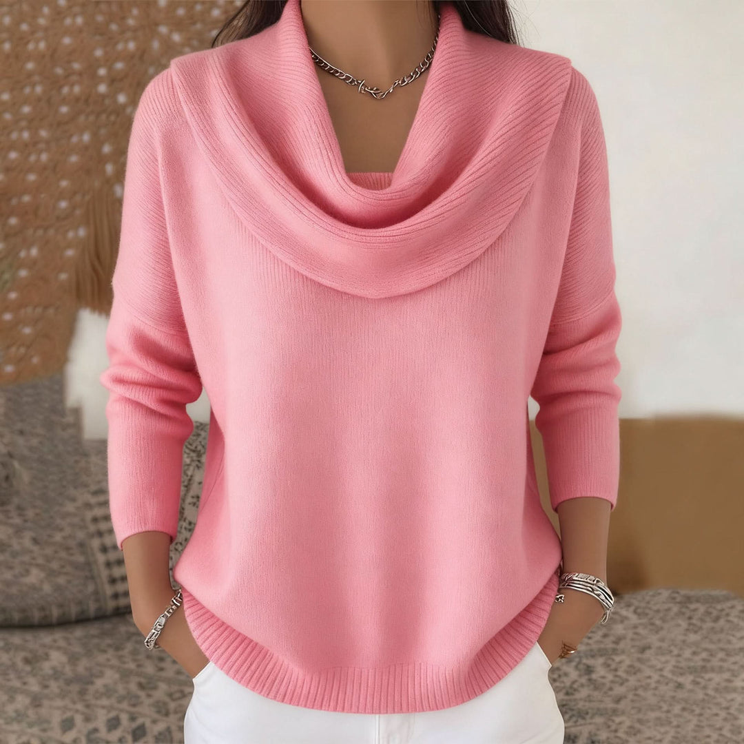Women's Cowl Neck Long Sleeve Knit Sweater