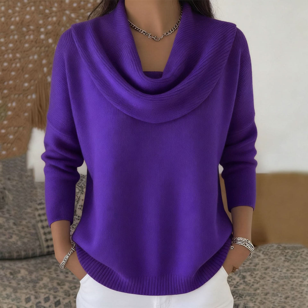 Women's Cowl Neck Long Sleeve Knit Sweater