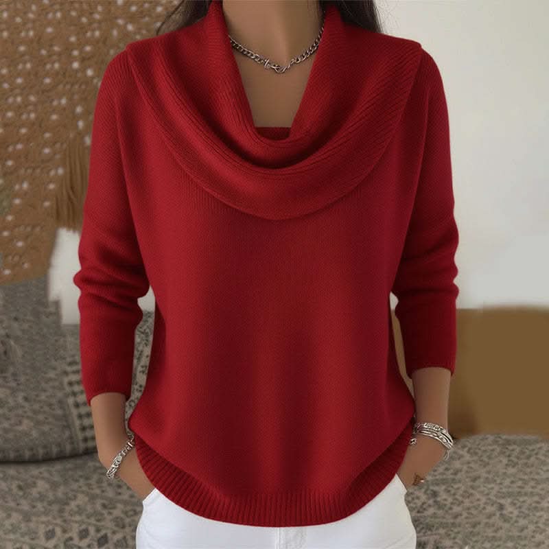 Women's Cowl Neck Long Sleeve Knit Sweater