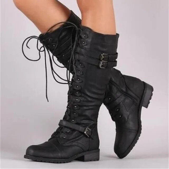 Lace-Up Buckle Ankle Boots for Women