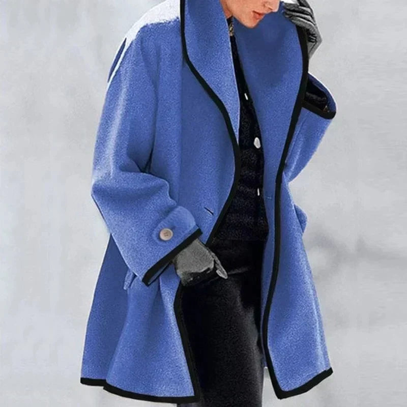 Women's Mid-Length Trench Coat with Contrast Trim