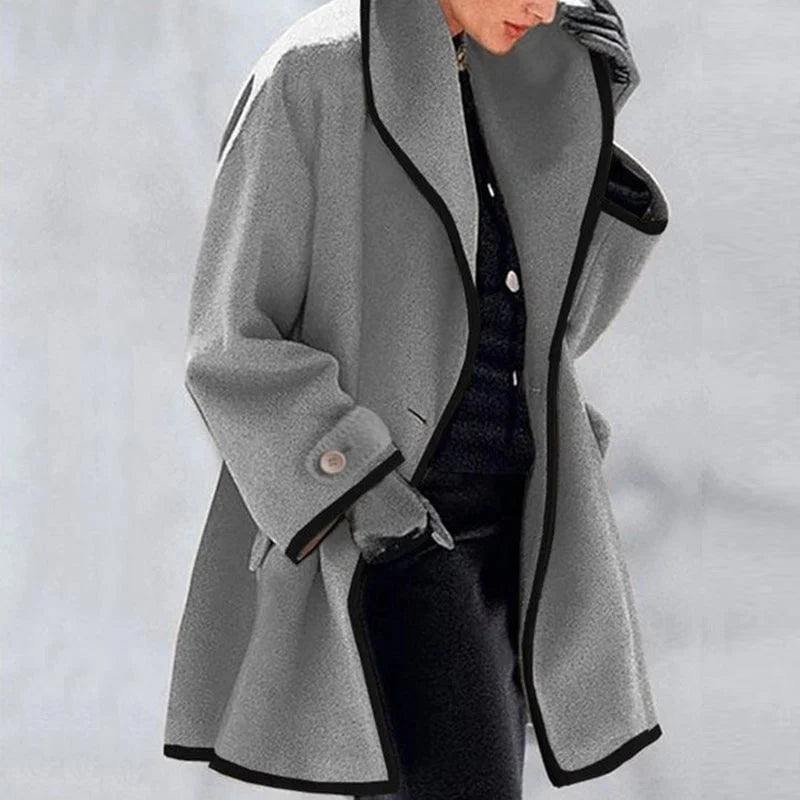 Women's Mid-Length Trench Coat with Contrast Trim