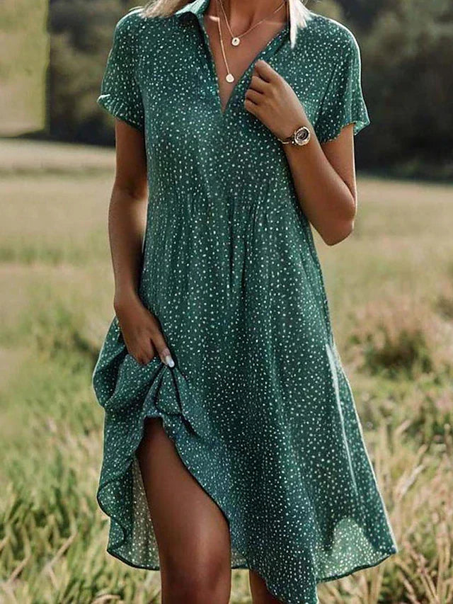 Short Sleeve Midi Shirt Dress for Women