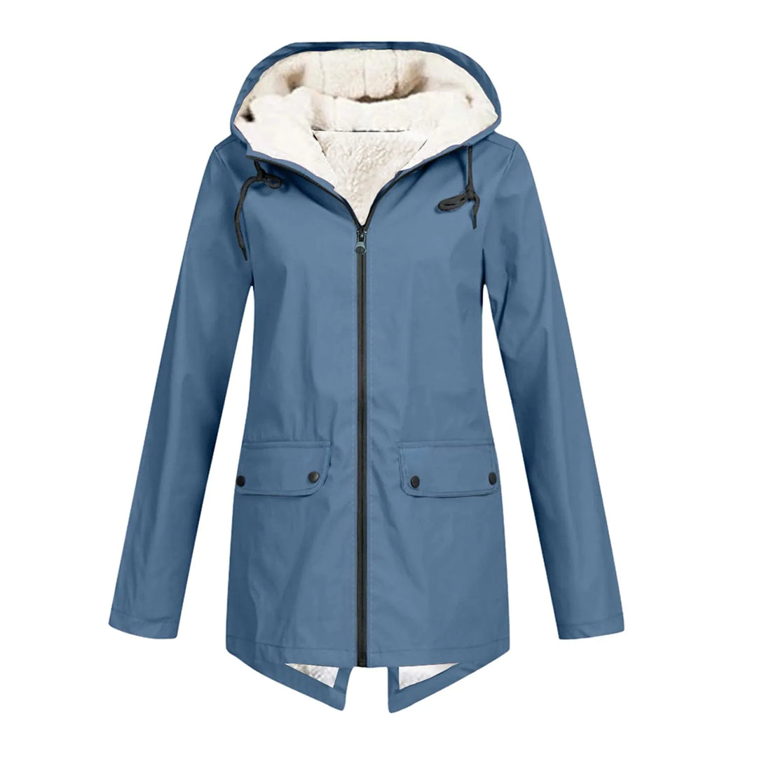 Giacca invernale lunga impermeabile in sherpa da donna
