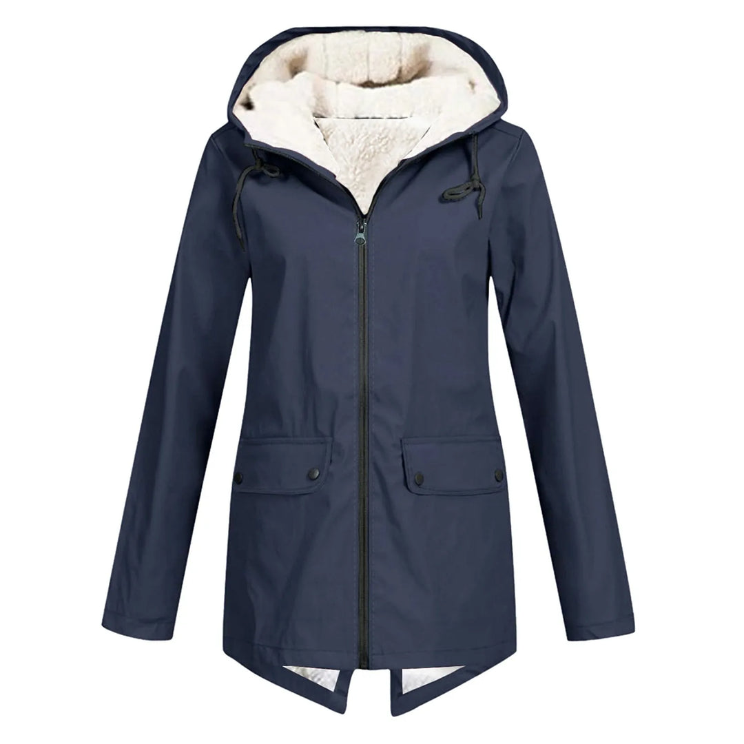 Giacca invernale lunga impermeabile in sherpa da donna