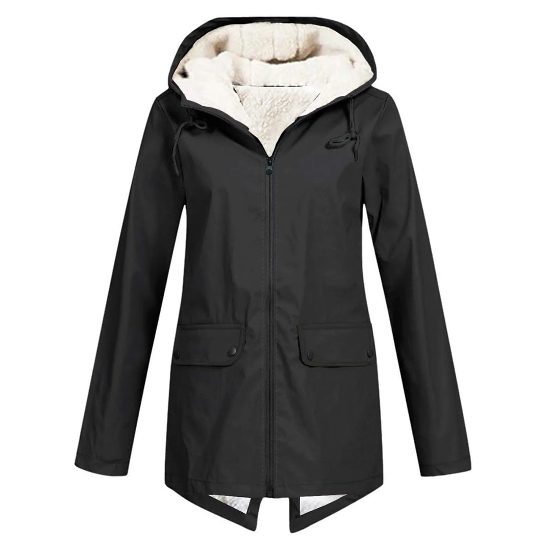 Giacca invernale lunga impermeabile in sherpa da donna