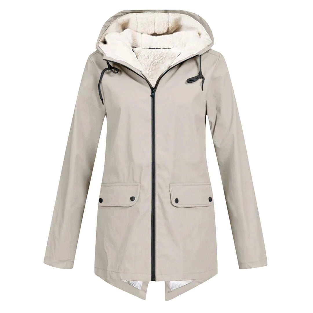 Giacca invernale lunga impermeabile in sherpa da donna