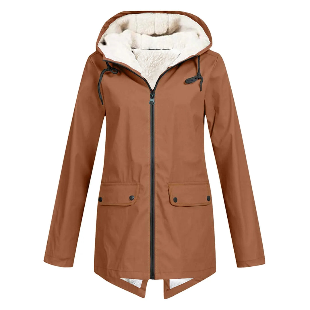 Giacca invernale lunga impermeabile in sherpa da donna