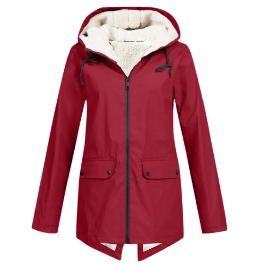 Giacca invernale lunga impermeabile in sherpa da donna
