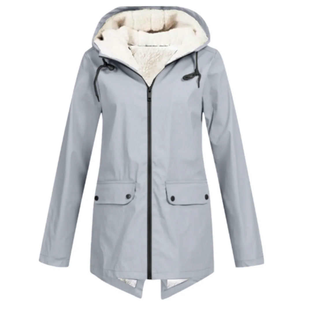 Giacca invernale lunga impermeabile in sherpa da donna