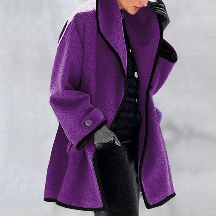 Women's Mid-Length Trench Coat with Contrast Trim