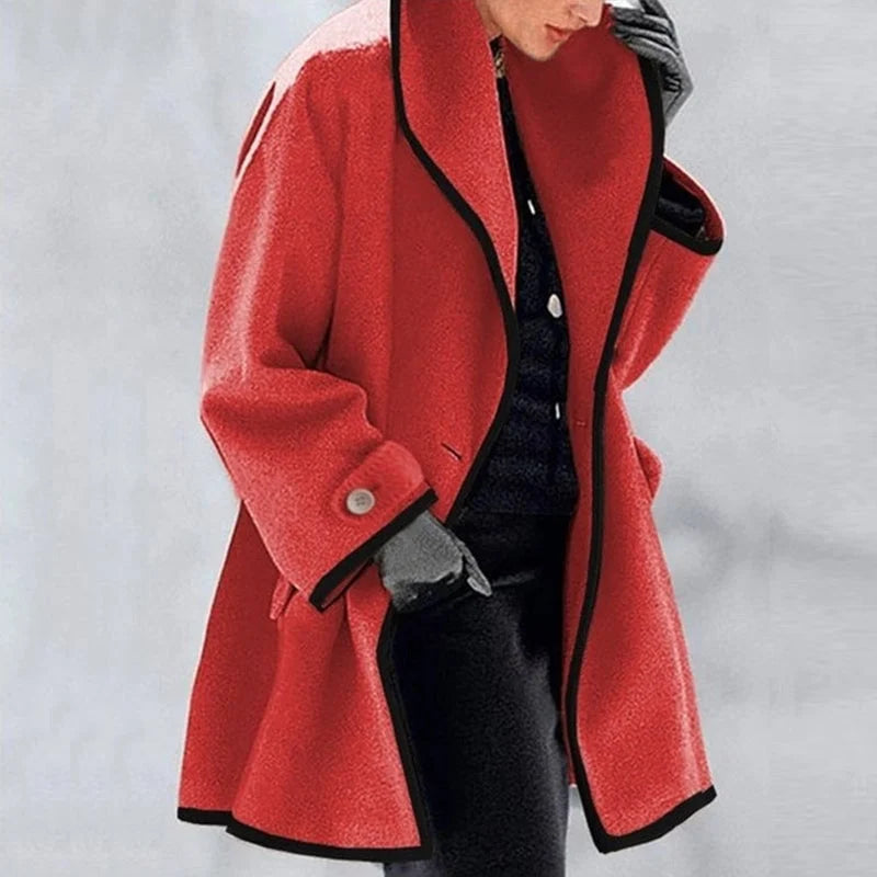 Women's Mid-Length Trench Coat with Contrast Trim
