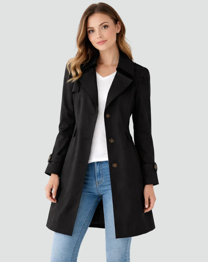 Gabardina de largo medio cruzada para mujer