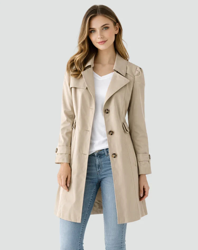 Gabardina de largo medio cruzada para mujer