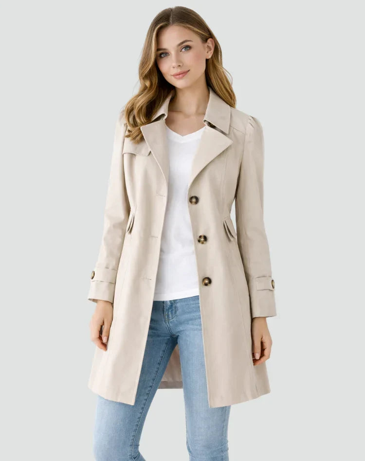 Gabardina de largo medio cruzada para mujer
