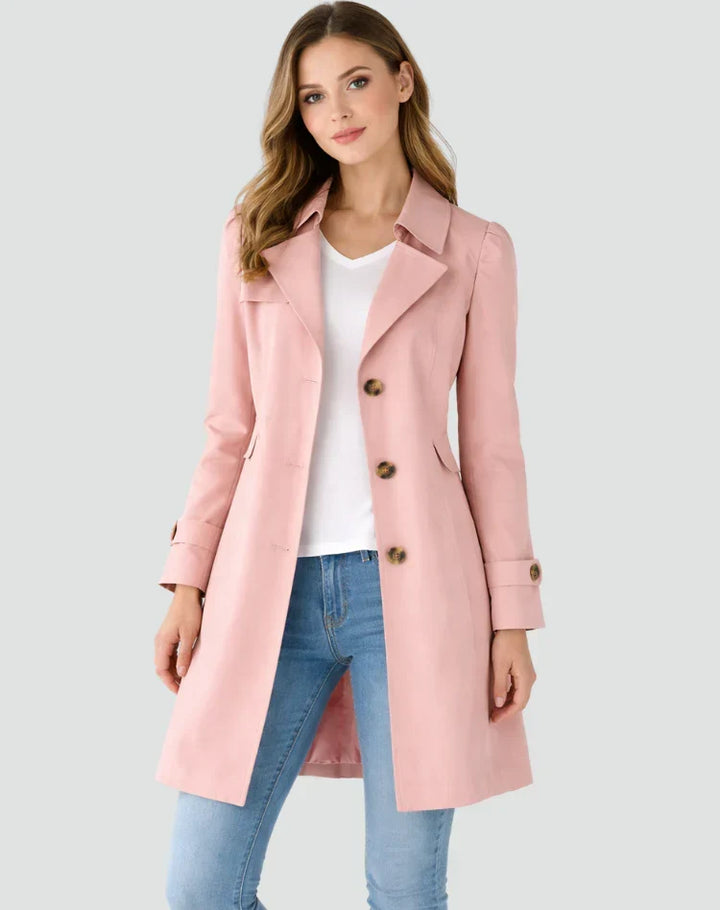 Gabardina de largo medio cruzada para mujer