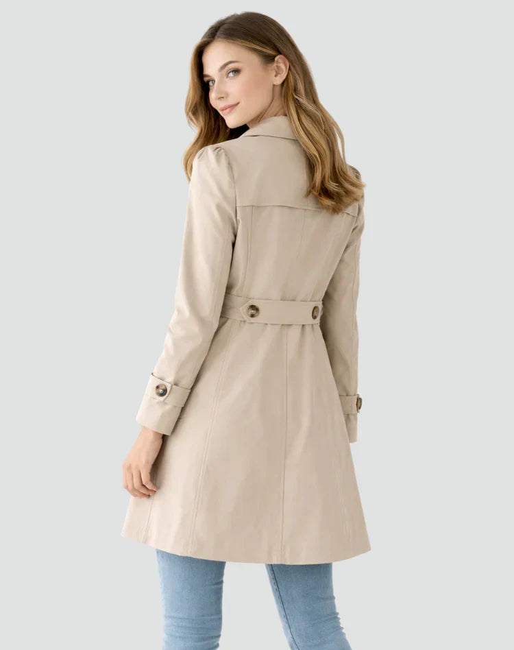 Gabardina de largo medio cruzada para mujer