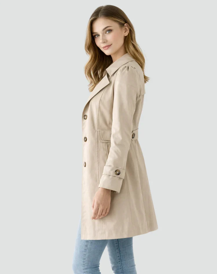 Gabardina de largo medio cruzada para mujer