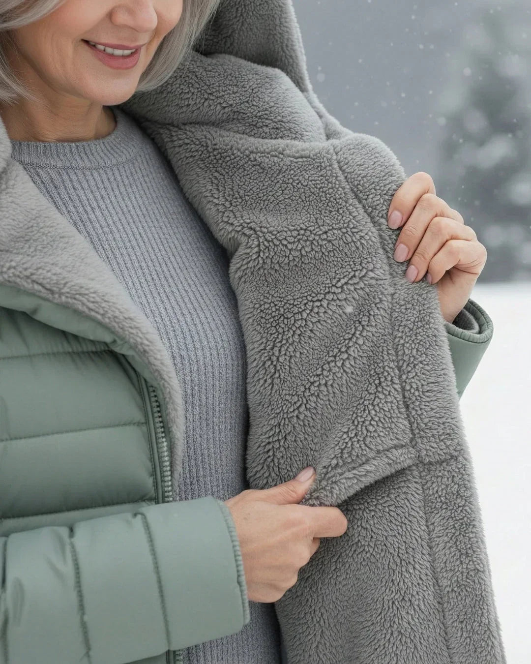 Cappotto invernale trapuntato da donna con cappuccio e fodera in pile