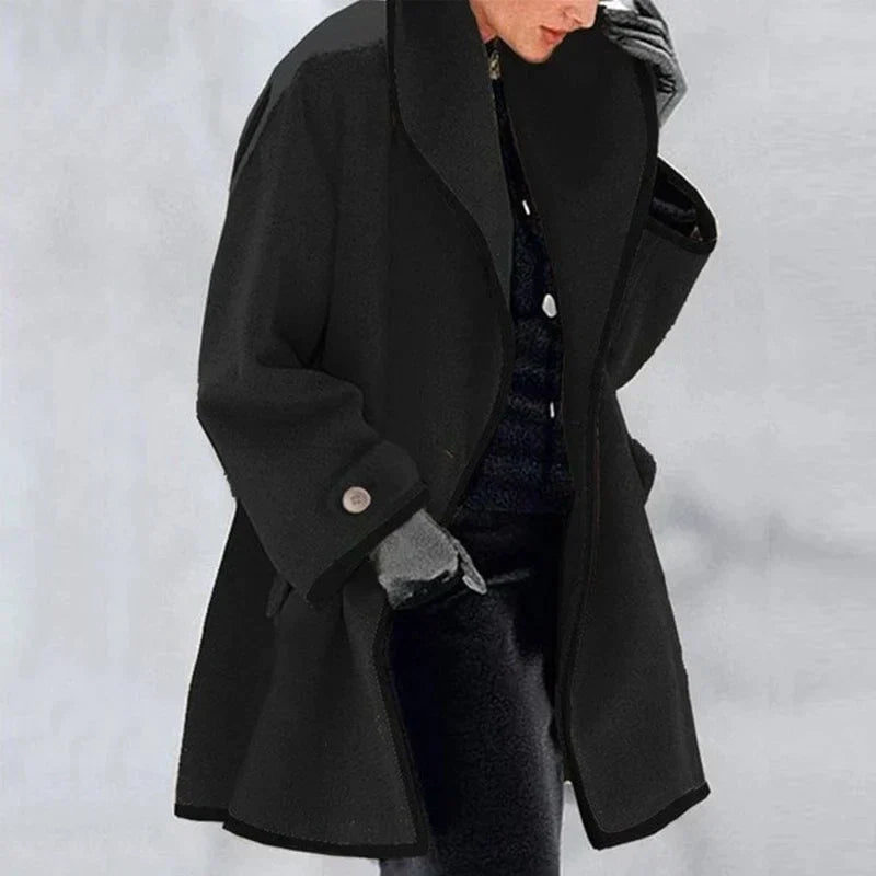 Women's Mid-Length Trench Coat with Contrast Trim
